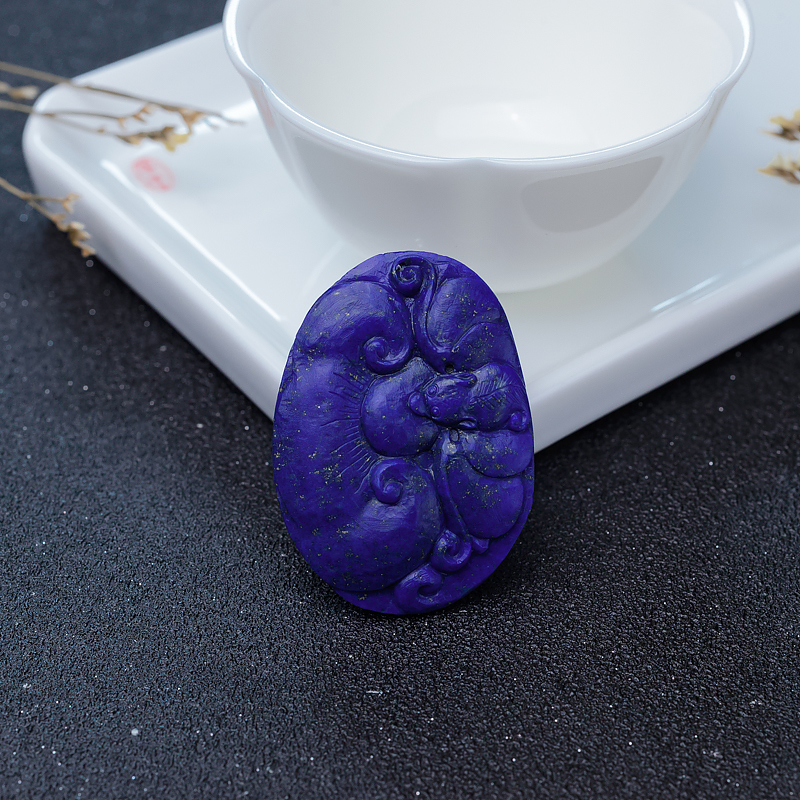 阿富汗天然青金石蝴蝶吊坠-红掌柜