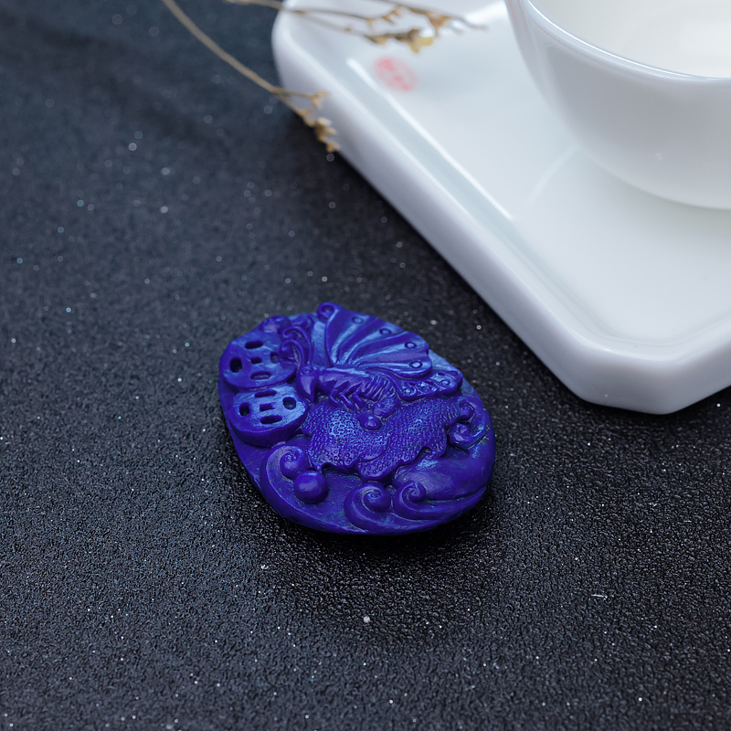 阿富汗天然深蓝色青金石吊坠-红掌柜