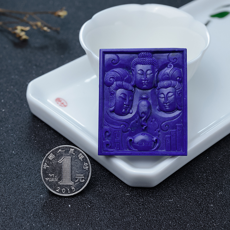 青金石西方三圣牌-红掌柜