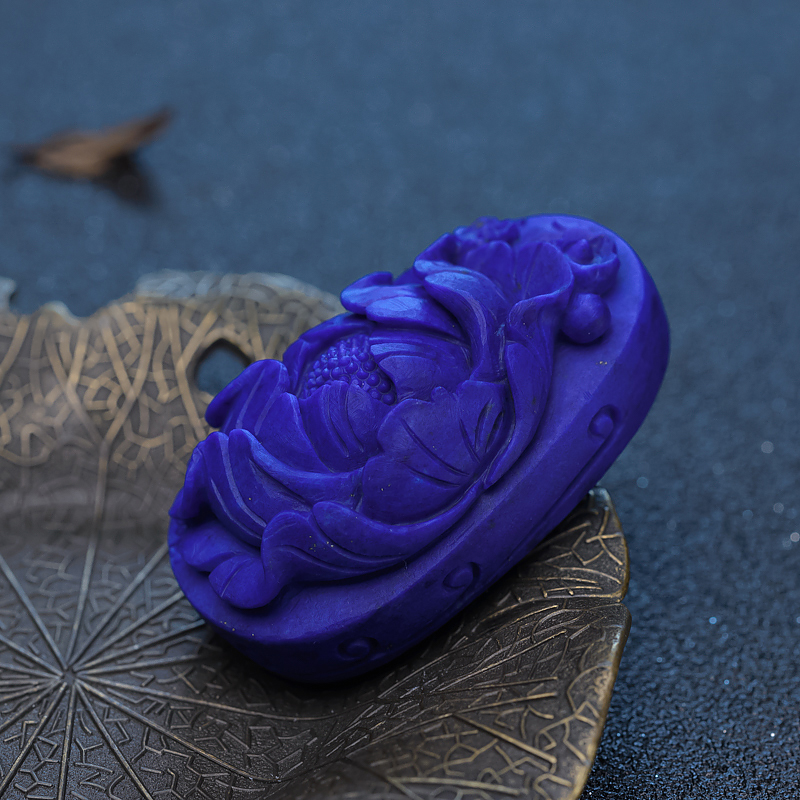 青金石牡丹花吊坠-红掌柜