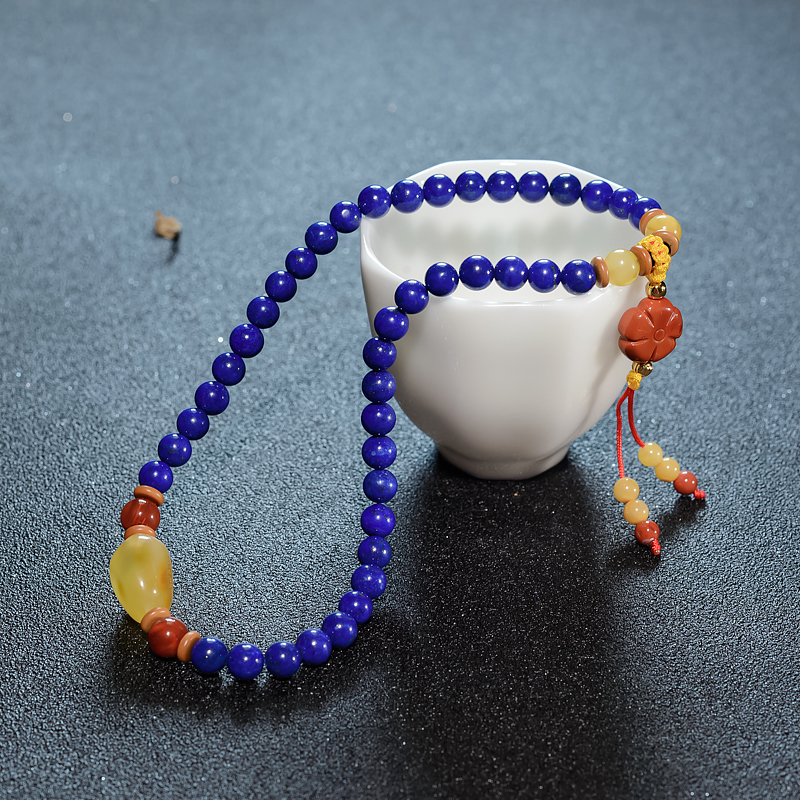 6.5mm深蓝色青金石多圈手串-红掌柜