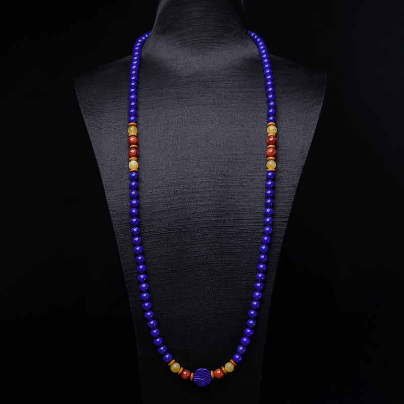 7mm深蓝色青金石长链-红掌柜