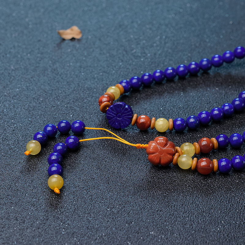 天然深蓝色青金石长链-红掌柜