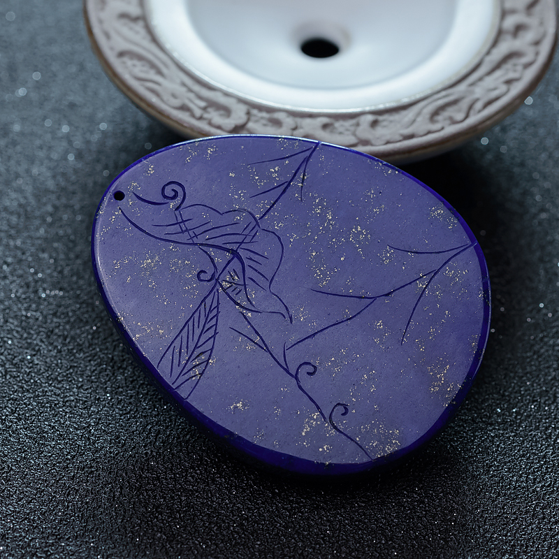 天然青金石牡丹花挂坠-红掌柜