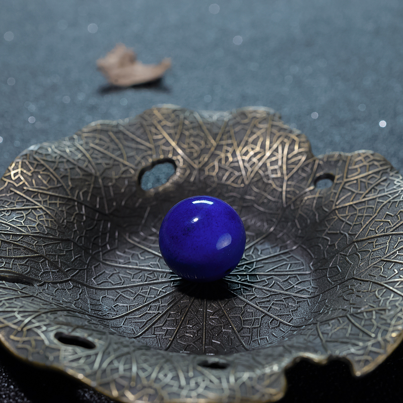 天然深蓝色青金石圆珠-红掌柜