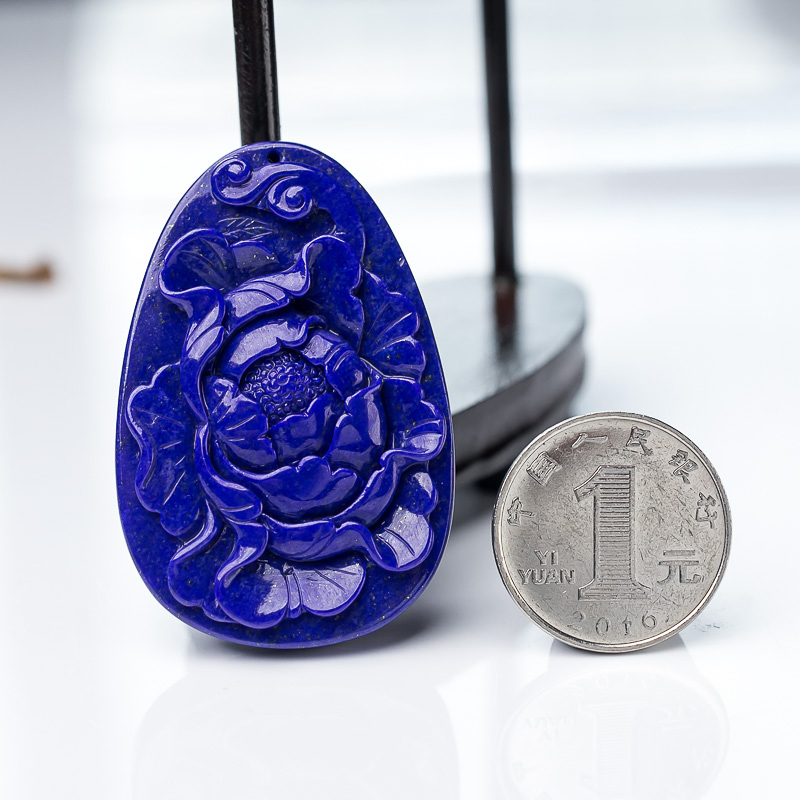 深蓝色青金石花吊坠-红掌柜