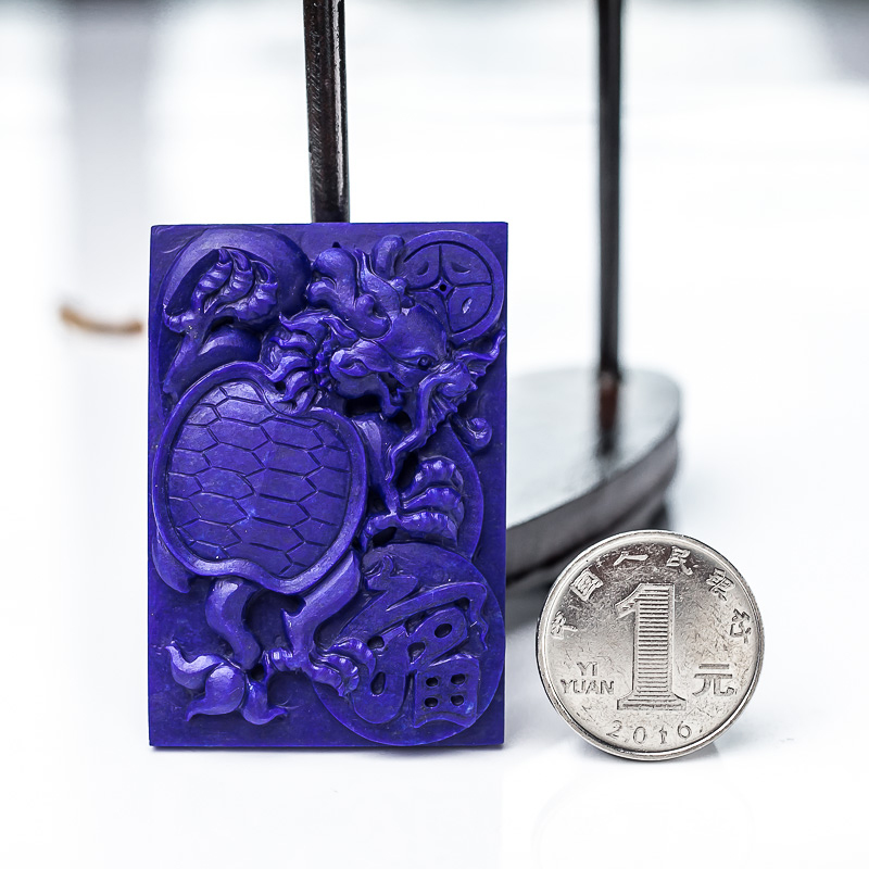 深蓝色青金石龙龟牌挂件-红掌柜