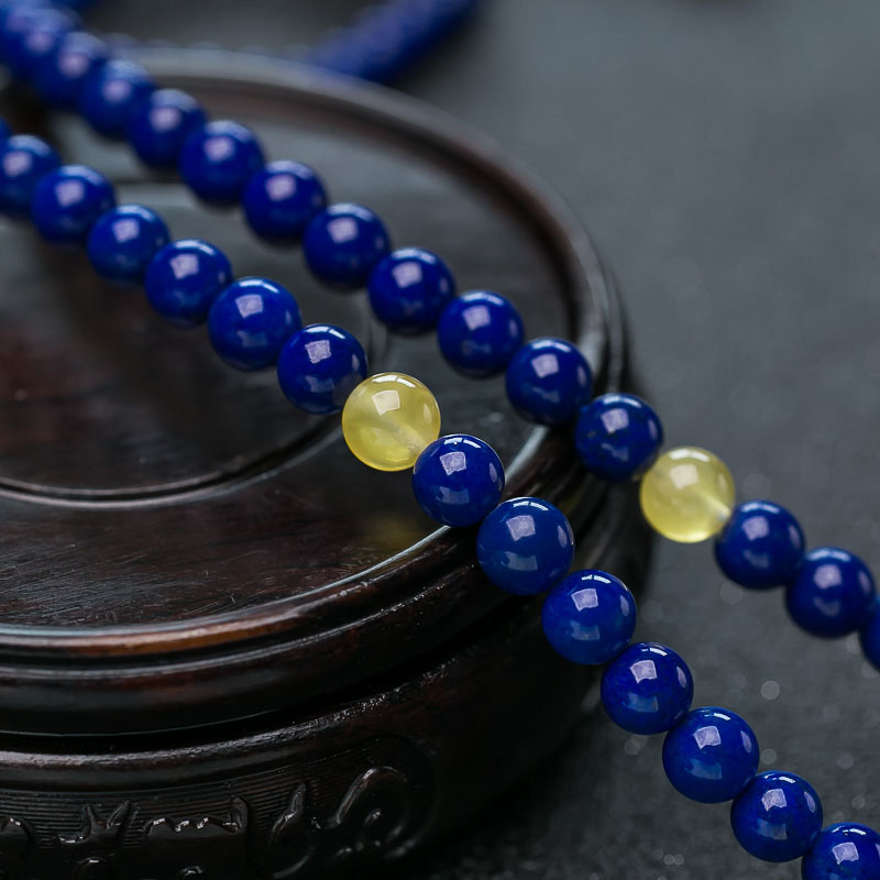 深蓝色青金石佛珠-红掌柜