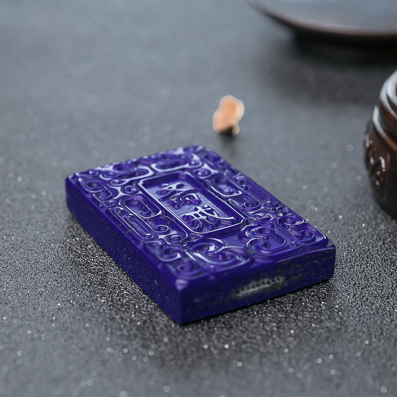 天然深蓝色青金石吊坠-红掌柜