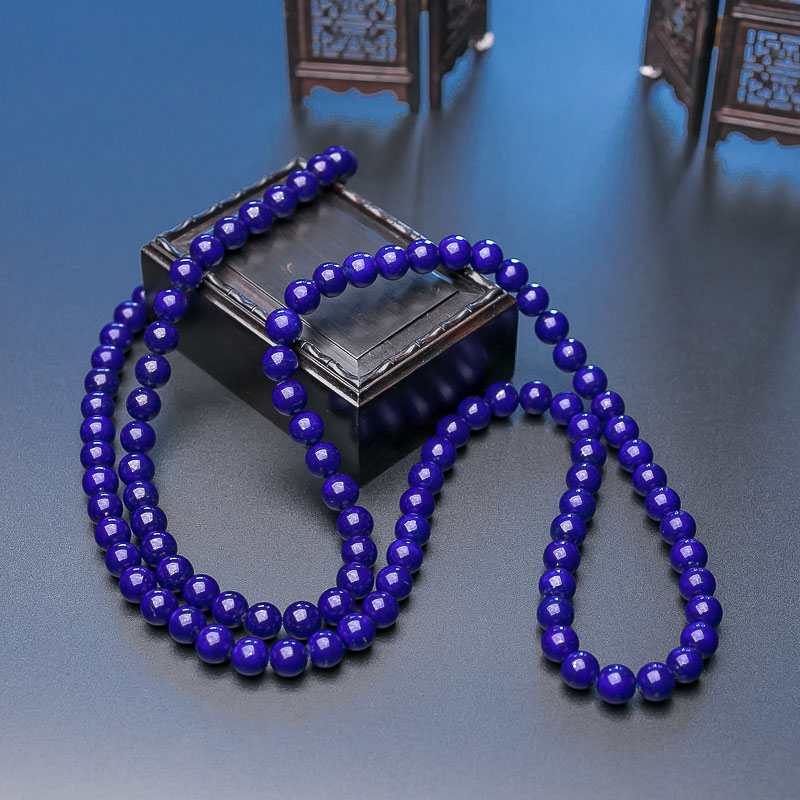 阿富汗深蓝色青金石108佛珠-红掌柜