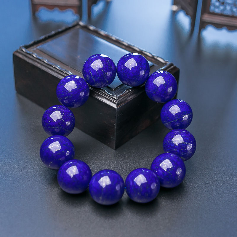 阿富汗天然深蓝色青金石单圈手串-红掌柜