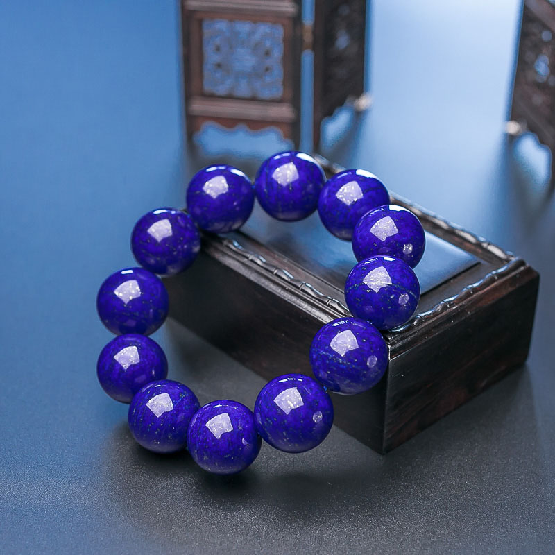 天然深蓝色青金石单圈手串-红掌柜