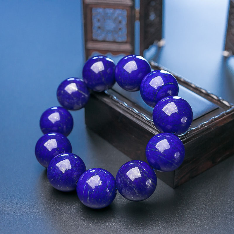 天然深蓝色青金石单圈手串-红掌柜