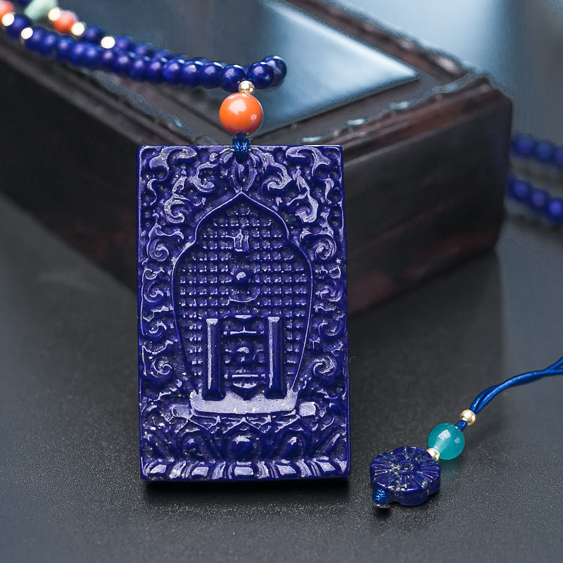 阿富汗天然深蓝色青金石项链-红掌柜