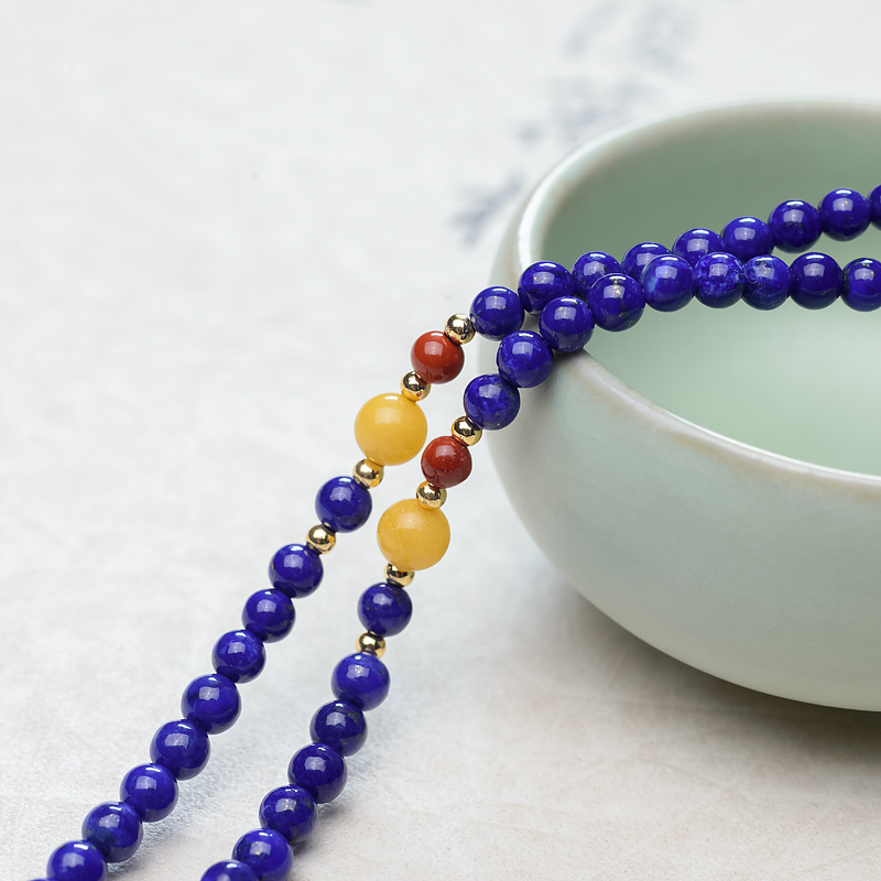 紫蓝色青金石金刚杵项链-红掌柜