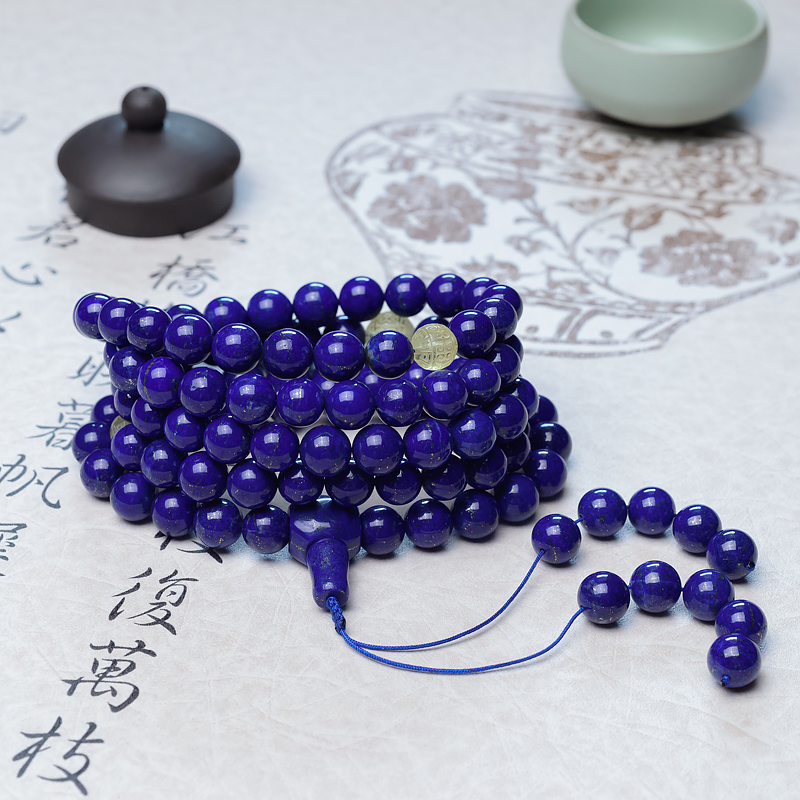 10mm深蓝色青金石佛珠-红掌柜