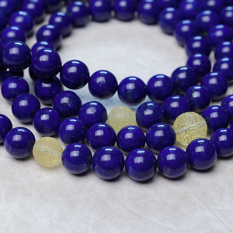 天然深蓝色青金石108佛珠-红掌柜