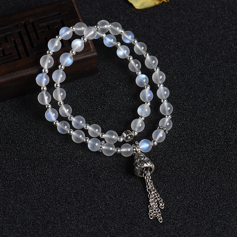 天然月光石双圈手串-红掌柜