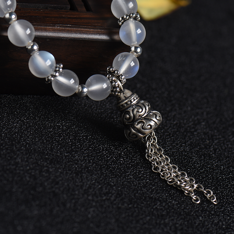 天然月光石双圈圆珠手串-红掌柜