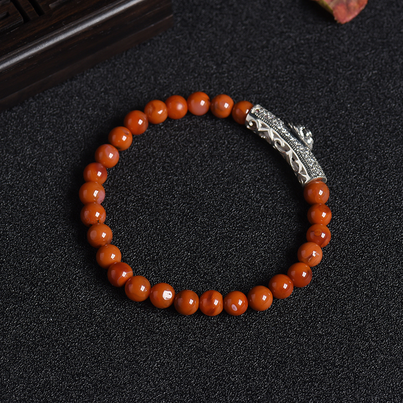 南红单圈圆珠手串 - 红掌柜