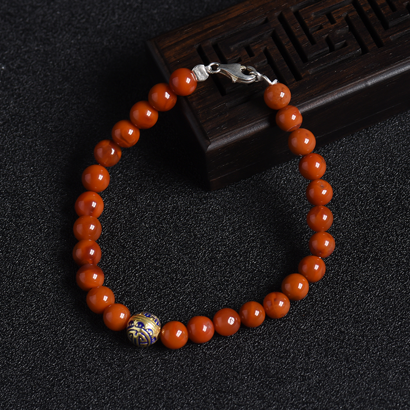 南红单圈圆珠手串 - 红掌柜