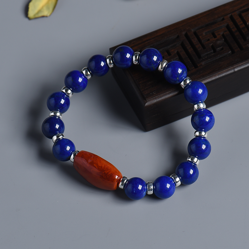 阿富汗青金单圈圆珠手串-红掌柜