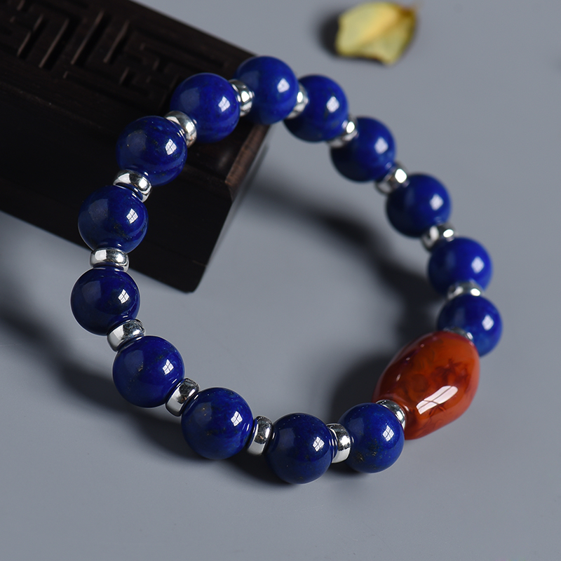 天然阿富汗青金圆珠手串-红掌柜