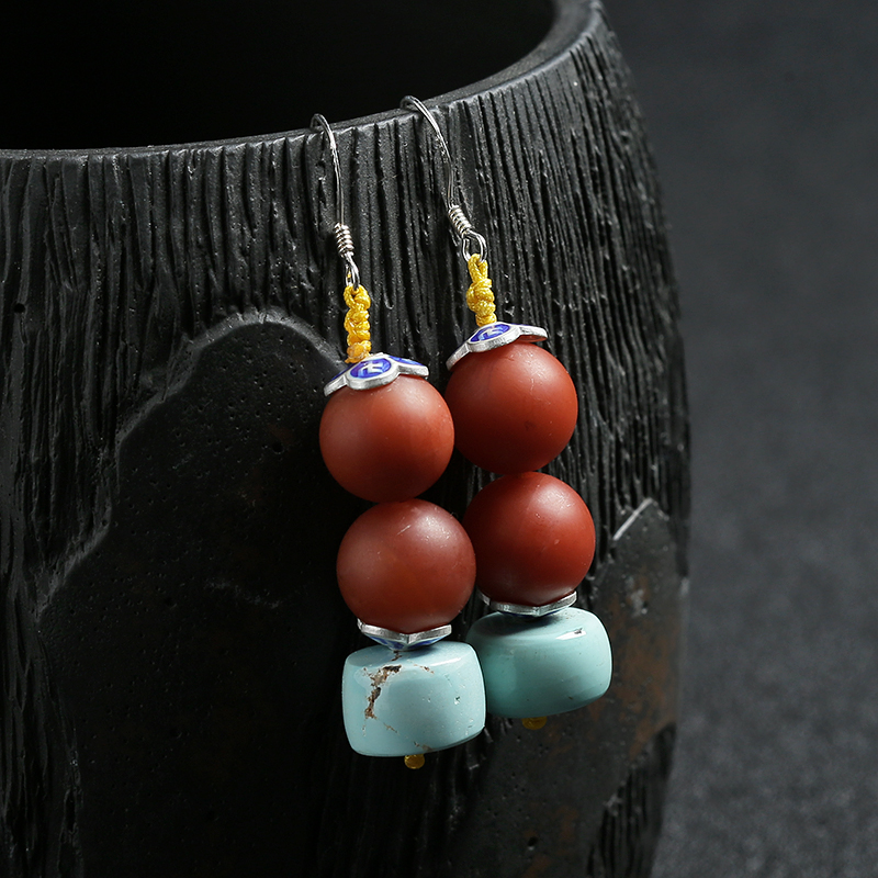 天然保山南红耳坠 - 红掌柜