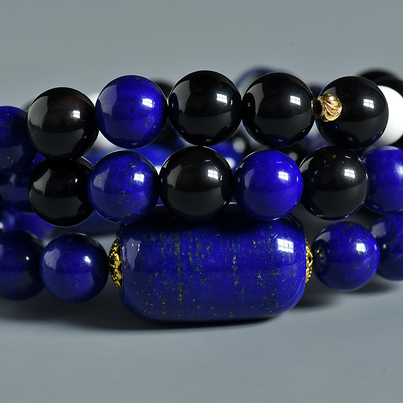 10mm青金黑曜石项链 - 红掌柜