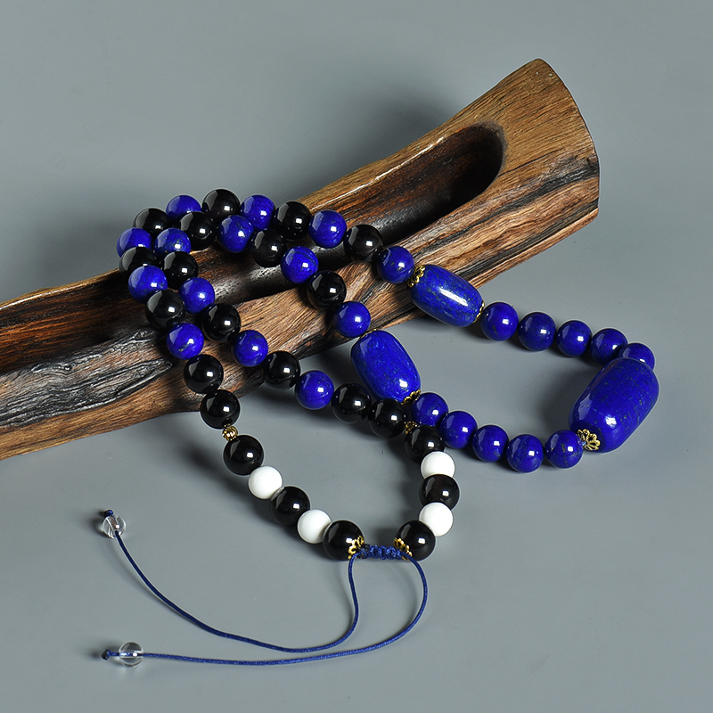 10mm青金黑曜石项链 - 红掌柜