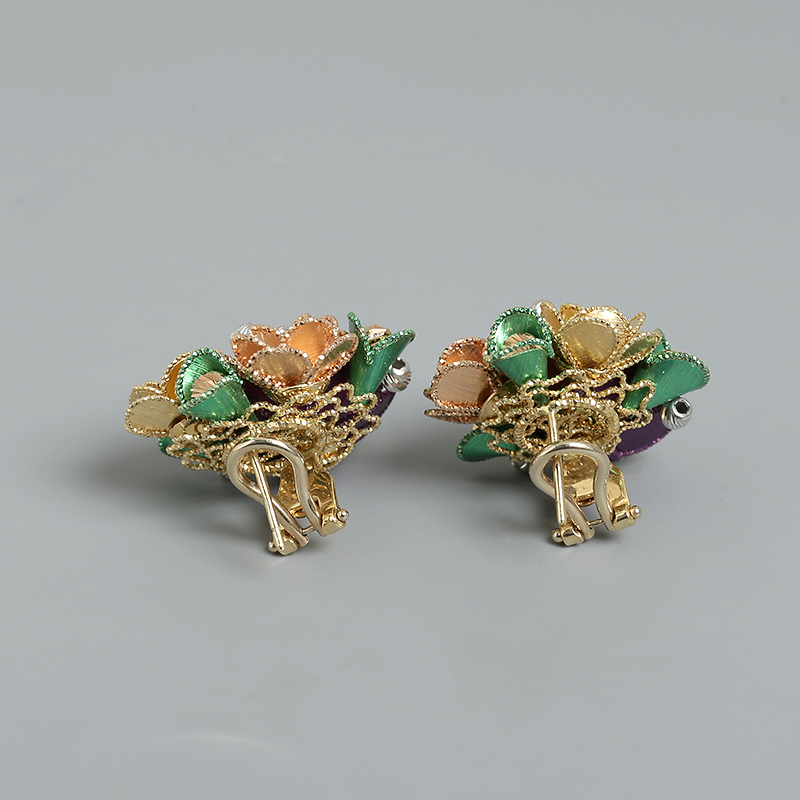 天然18K金耳环 - 红掌柜