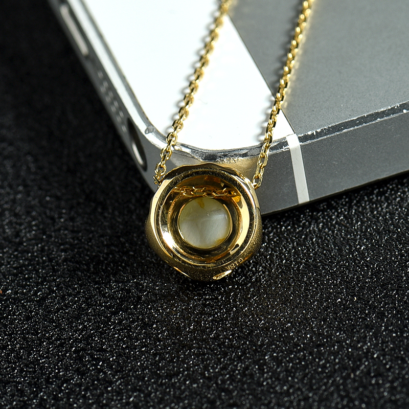 18k天然金绿宝石猫眼吊坠-红掌柜