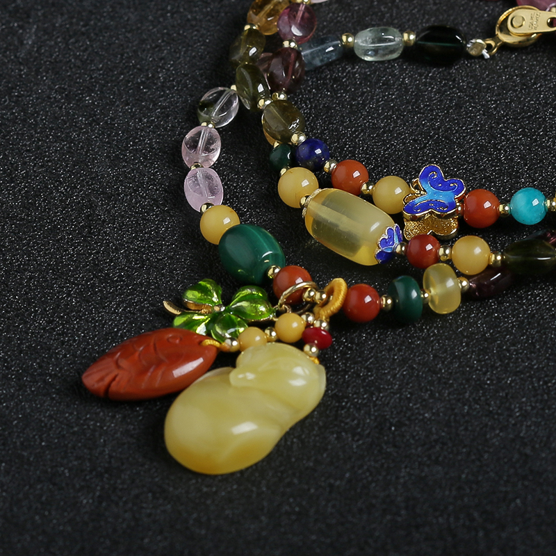 彩色碧玺手串项链两用 - 红掌柜