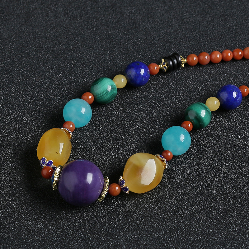 紫龙晶圆珠蜜蜡项链 - 红掌柜