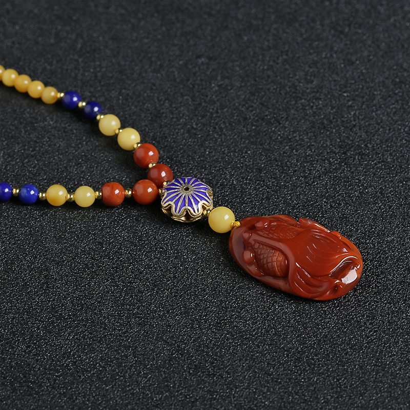 天然南红随形吊坠项链 - 红掌柜