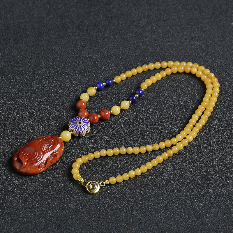 川料天然南红形吊坠项链 - 红掌柜