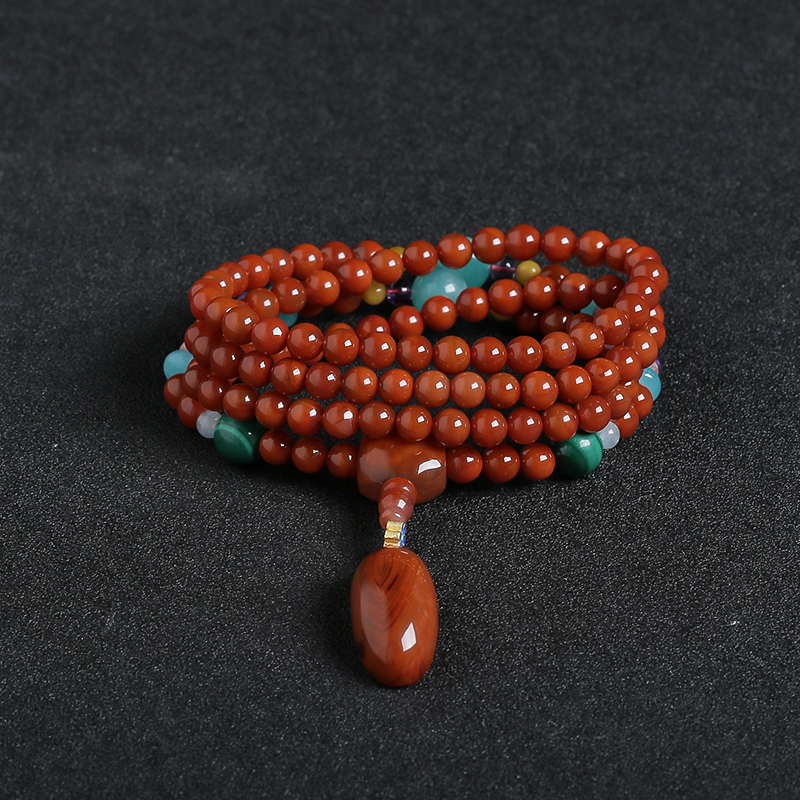 天然南红佛珠手串 - 红掌柜