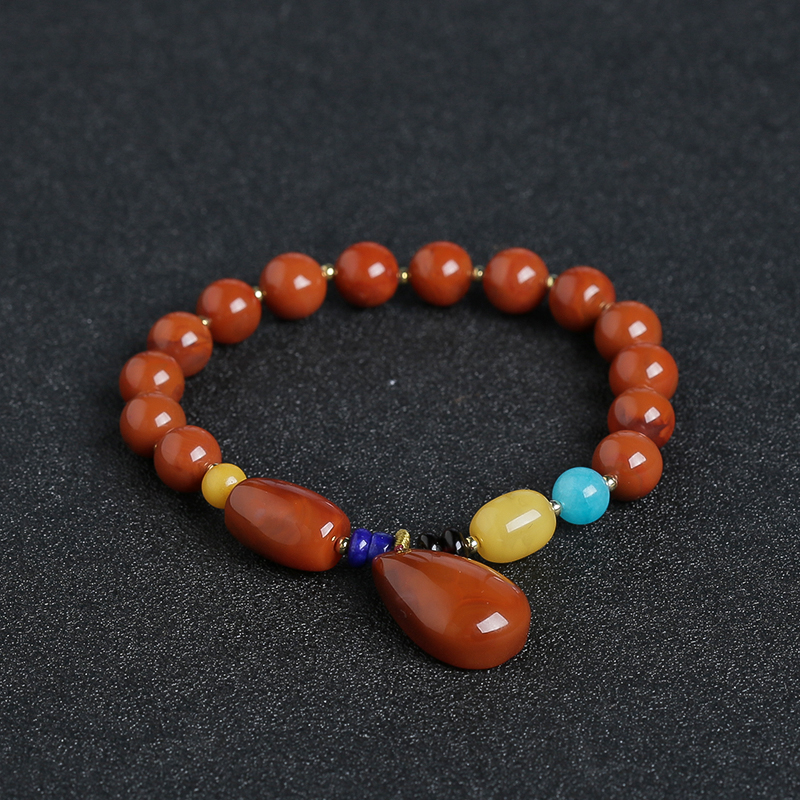 南红蜜蜡手串项链套装 - 红掌柜