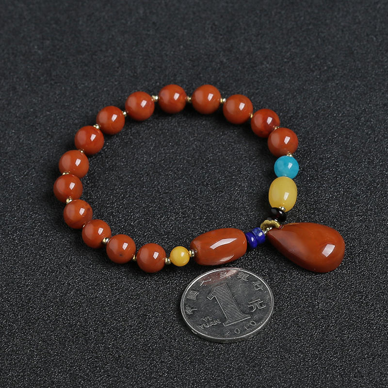 天然川料南红蜜蜡手串 - 红掌柜