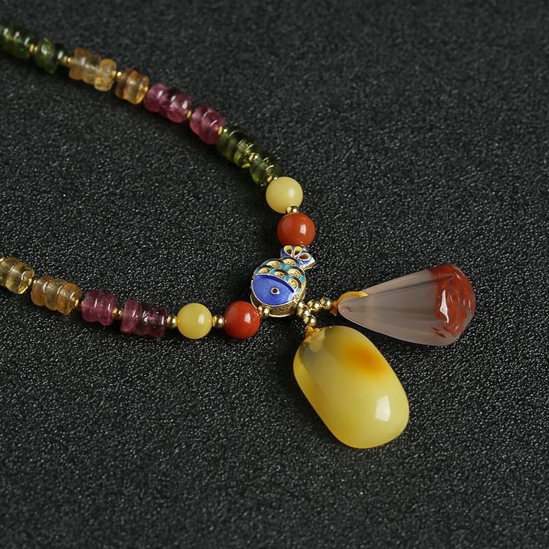 彩色碧玺手串项链两用 - 红掌柜