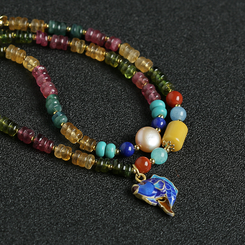 彩色碧玺手串项链两用 - 红掌柜