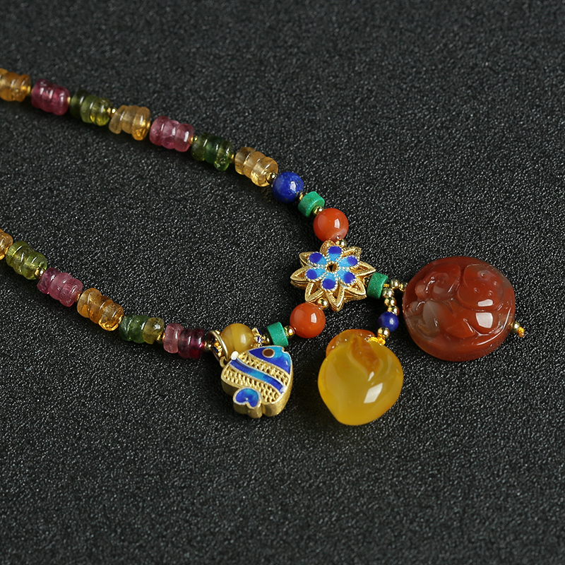 巴西天然碧玺项链 - 红掌柜