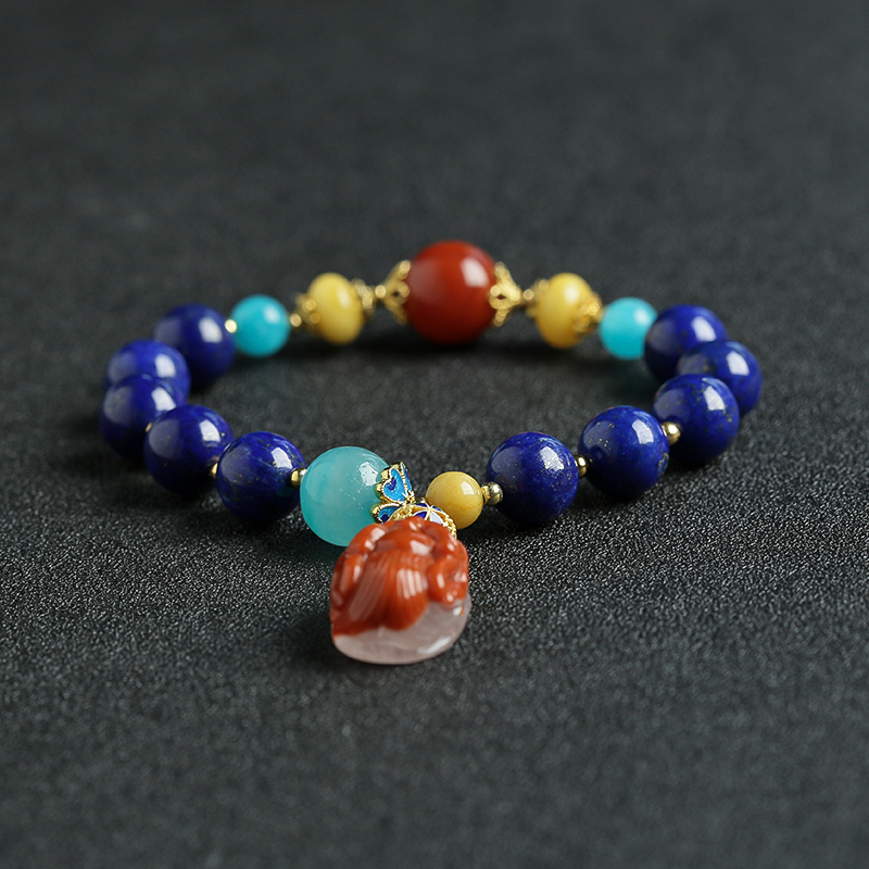 阿富汗天然青金石蜜蜡南红手串 - 红掌柜
