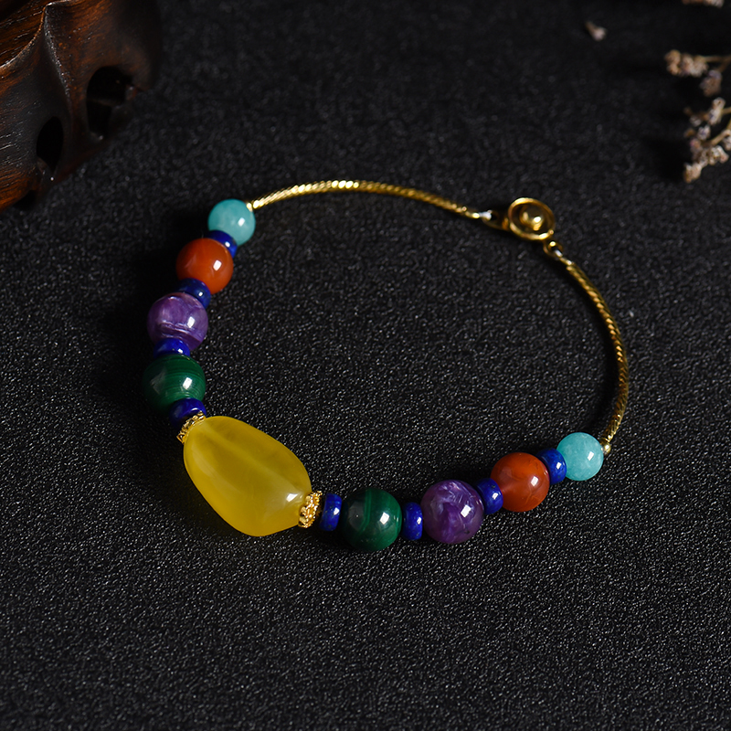 蜜蜡多宝手串 - 红掌柜