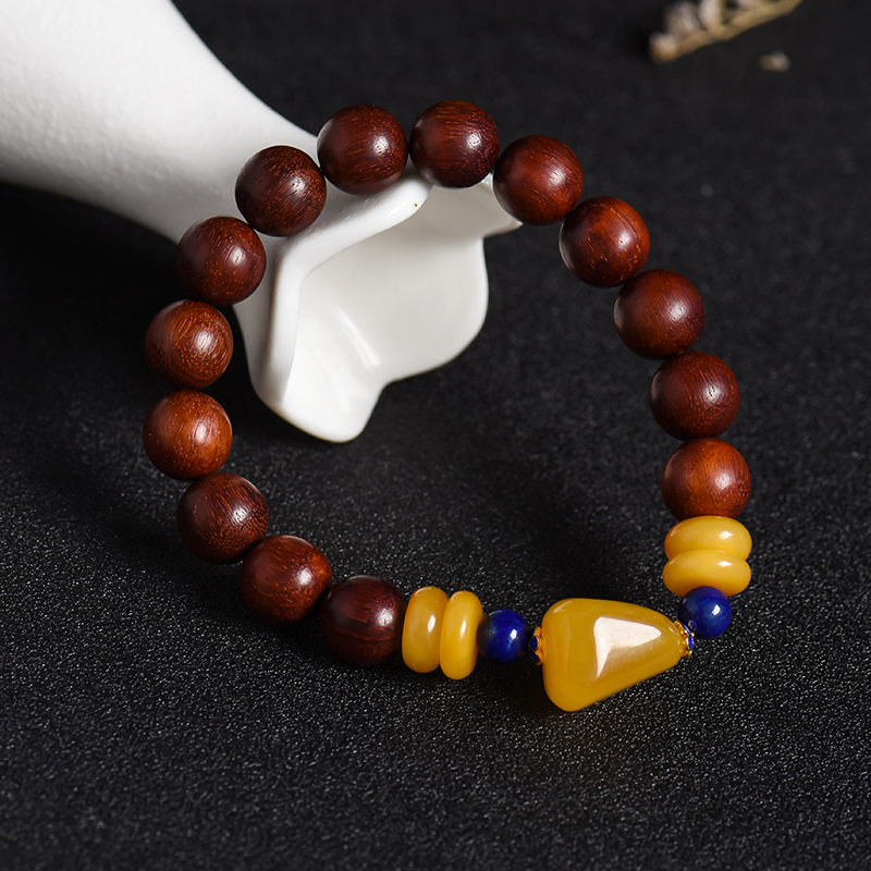 波罗的海天然蜜蜡小叶紫檀手串 - 红掌柜