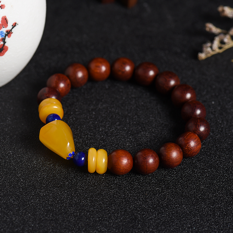 波罗的海天然蜜蜡小叶紫檀手串 - 红掌柜