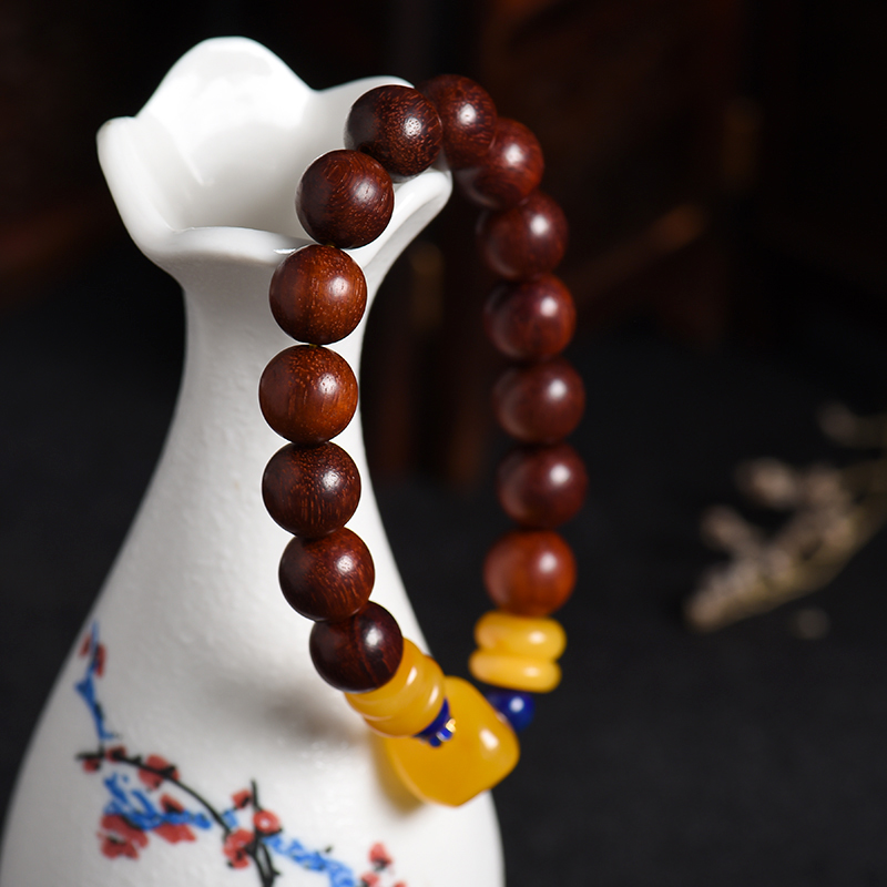 波罗的海天然蜜蜡小叶紫檀手串 - 红掌柜