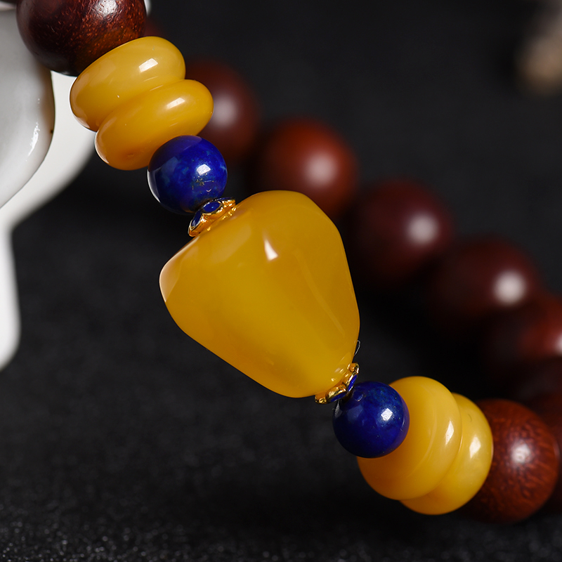 波罗的海天然蜜蜡小叶紫檀手串 - 红掌柜