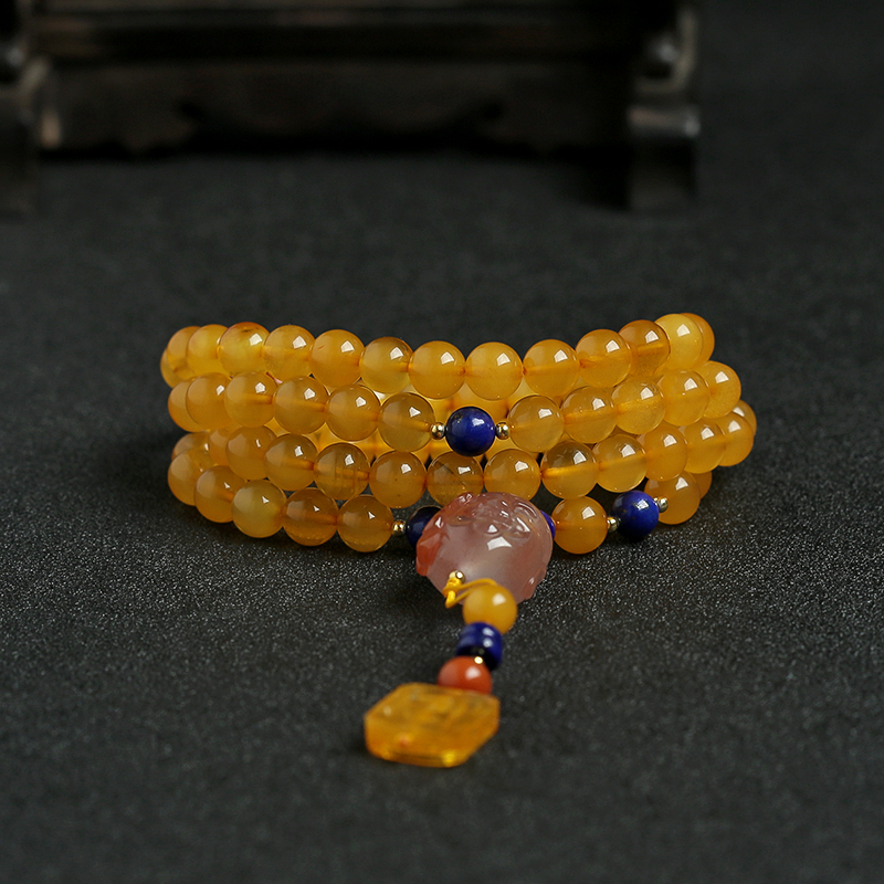 波罗的海天然蜜蜡佛头手串 - 红掌柜