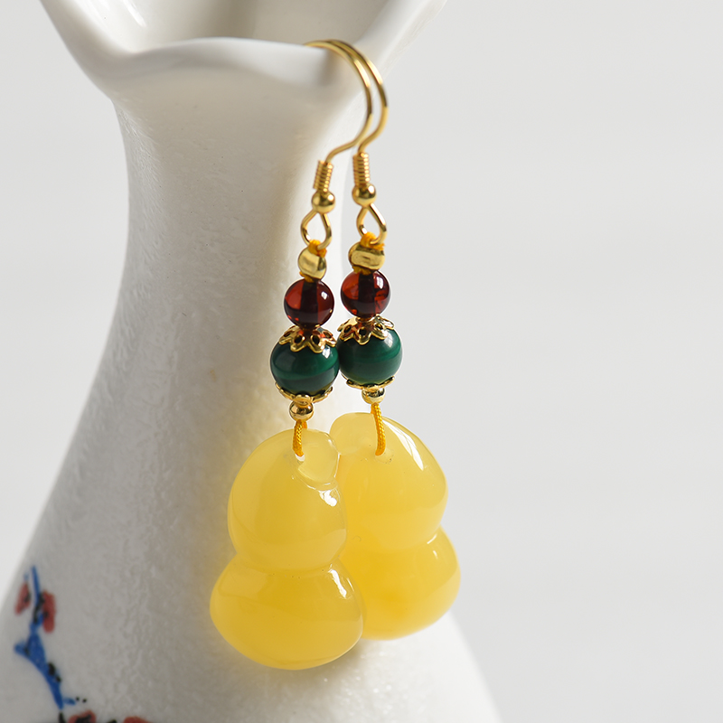 蜜蜡耳坠-红掌柜